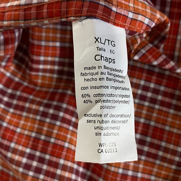 New Chaps Plaid Easy Care Button Down Shirt Men's Size XL - Picture 9 of 11